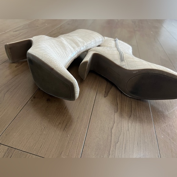 Lulus Winter White Crocodile Embossed Square Toe Booties by Seven Dials - Picture 2 of 5